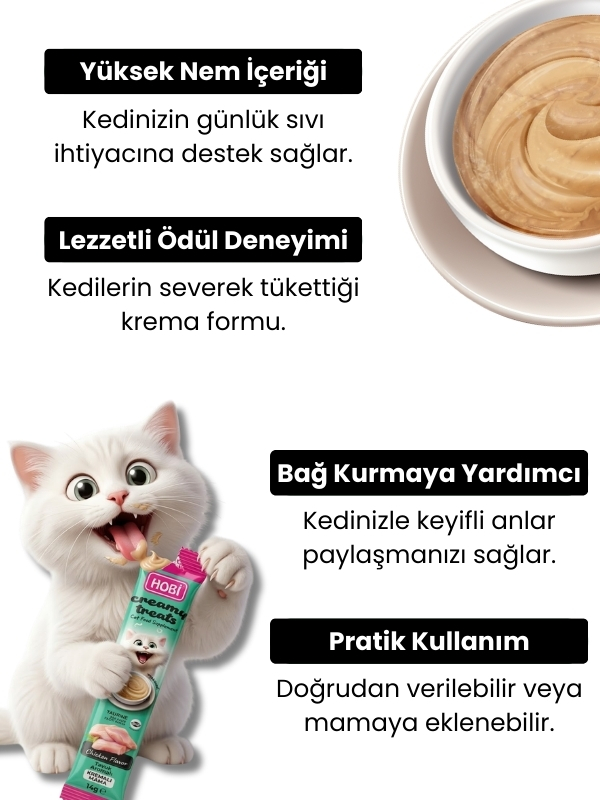 HOBİ KEDİ KREMA ÖDÜL MAMASI KARIŞIK 14 GR  100 LÜ